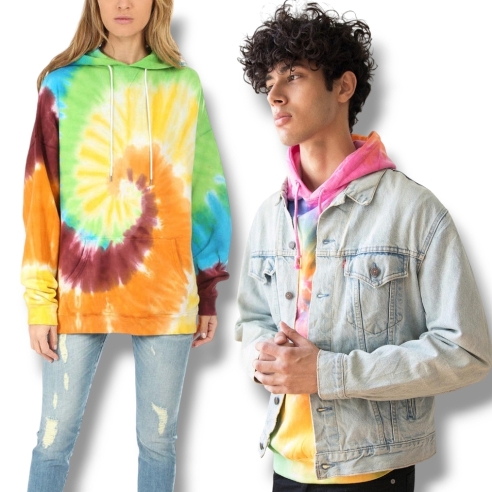RAG SUPPLY Unisex Rainbow Tie-Dye Oversized Hooded Sweatshirt